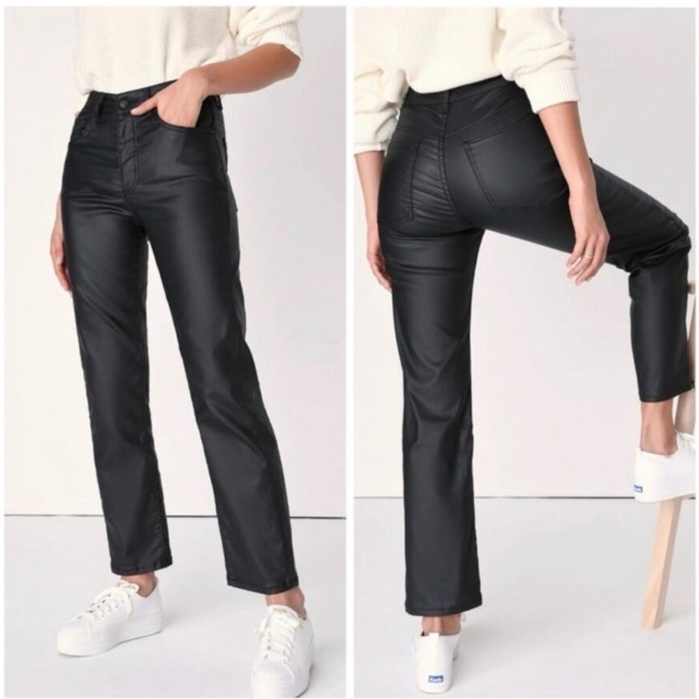 We The Free Black wide leg Jeans faux leather